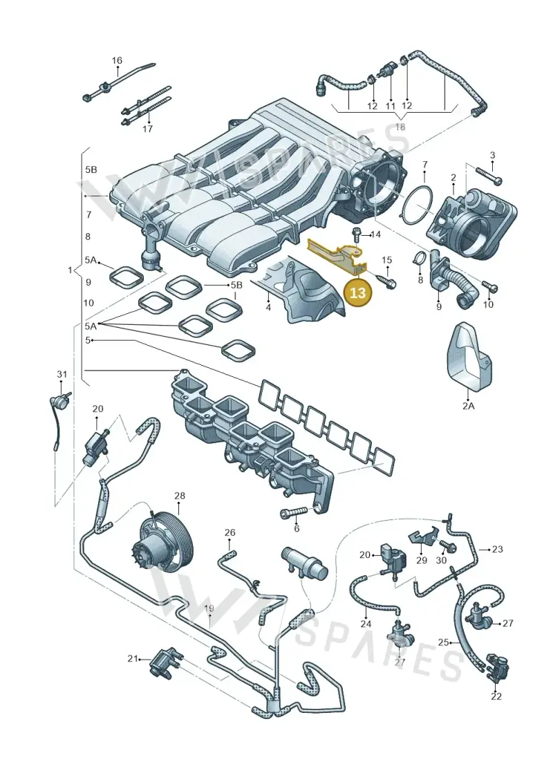 03H133229B — Volkswagen Touareg BlueMotion (2014-2018) diagram 787133750, position 13