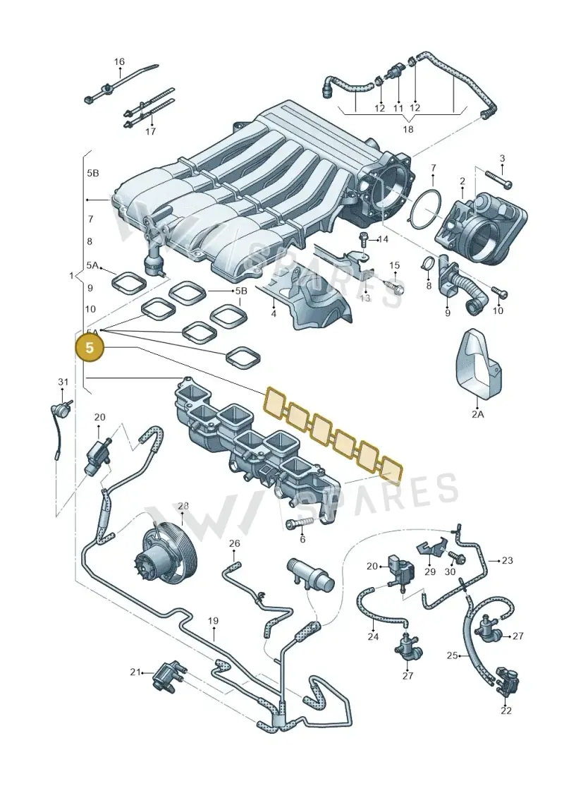 03H133237D — Volkswagen Touareg BlueMotion (2014-2018) diagram 787133750, position 5