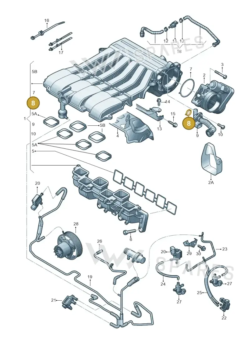 03H133237F — Volkswagen Touareg (2012-2014) diagram 693133750, position 8