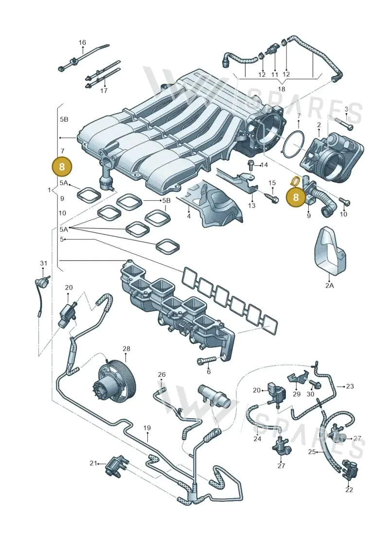 03H133237F — Volkswagen Touareg BlueMotion (2014-2018) diagram 787133750, position 8