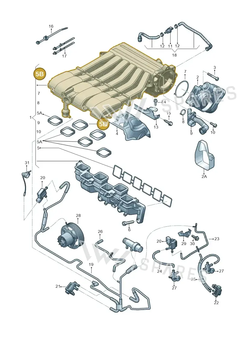 03H133237J — Volkswagen Touareg BlueMotion (2014-2018) diagram 787133750, position 5B