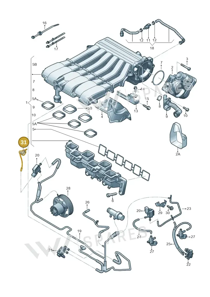 03H133778BK — Volkswagen Touareg BlueMotion (2014-2018) diagram 787133750, position 31