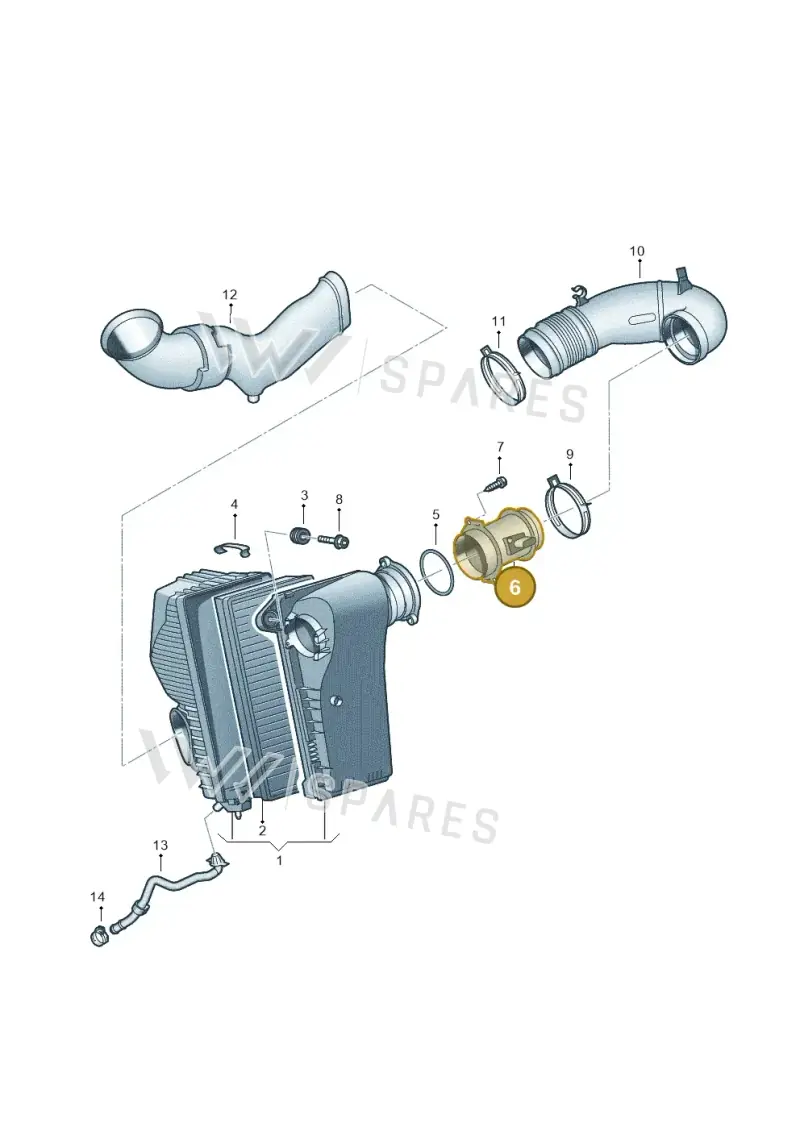 03H906461A — Volkswagen Touareg BlueMotion (2014-2018) diagram 693129350, position 6