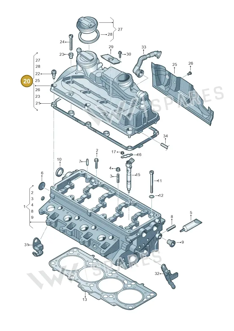 03L103469 — Volkswagen New beetle (2011-2016) diagram 634103600, position 20