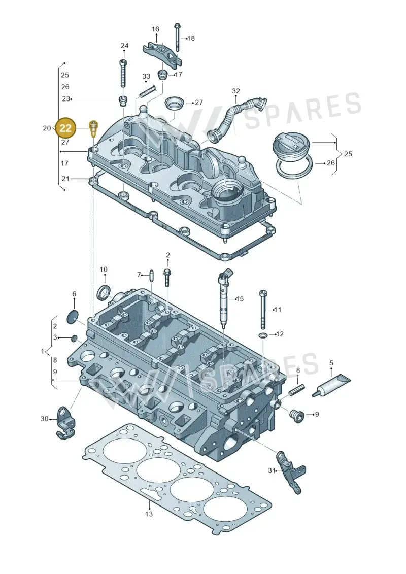03L103831 — Volkswagen Caddy kombi (2015-2020) diagram 649103550, position 22