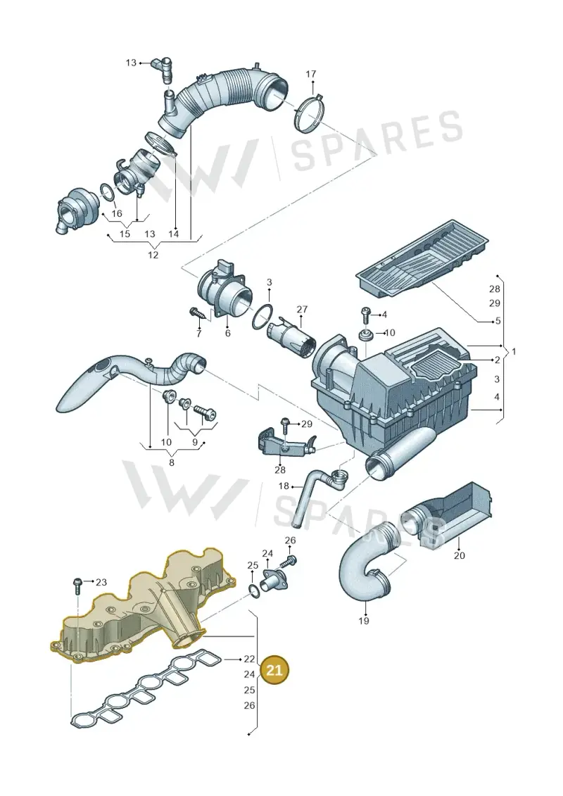 03L129711E — Volkswagen New beetle (2011-2016) diagram 737129410, position 21