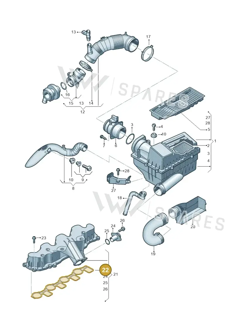 03L129717E — Volkswagen Caddy kombi (2015-2020) diagram 737129400, position 22