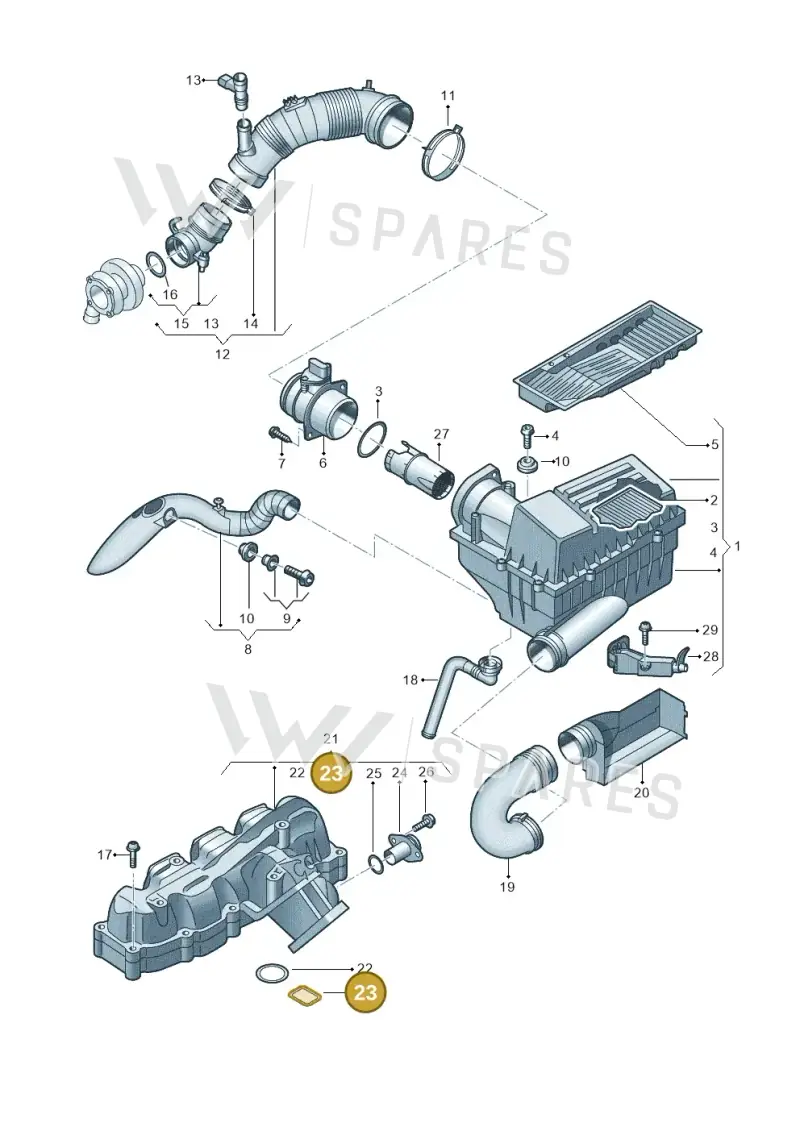 03L129717H — Volkswagen Caddy kombi (2015-2020) diagram 694129050, position 23