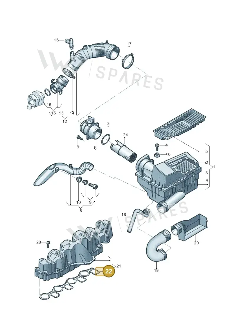 03L129717J — Volkswagen Jetta (2014-2017) diagram 684129400, position 22