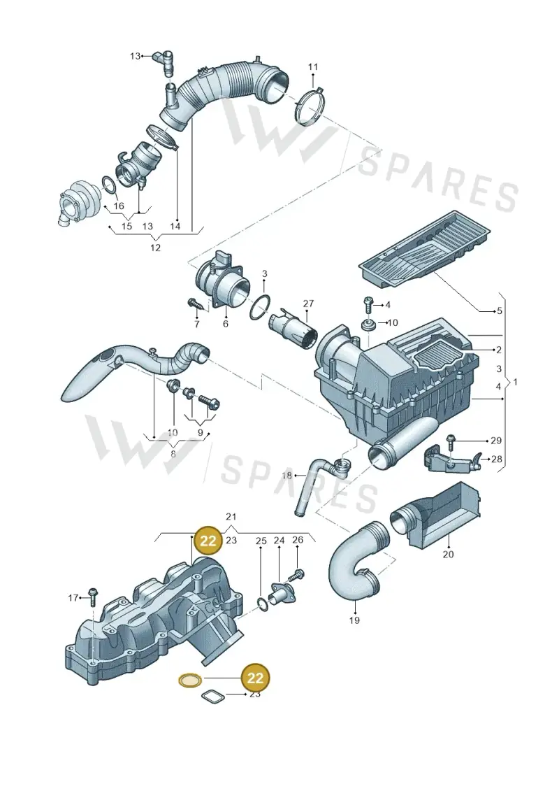 03L129717J — Volkswagen Caddy kombi (2015-2020) diagram 694129050, position 22