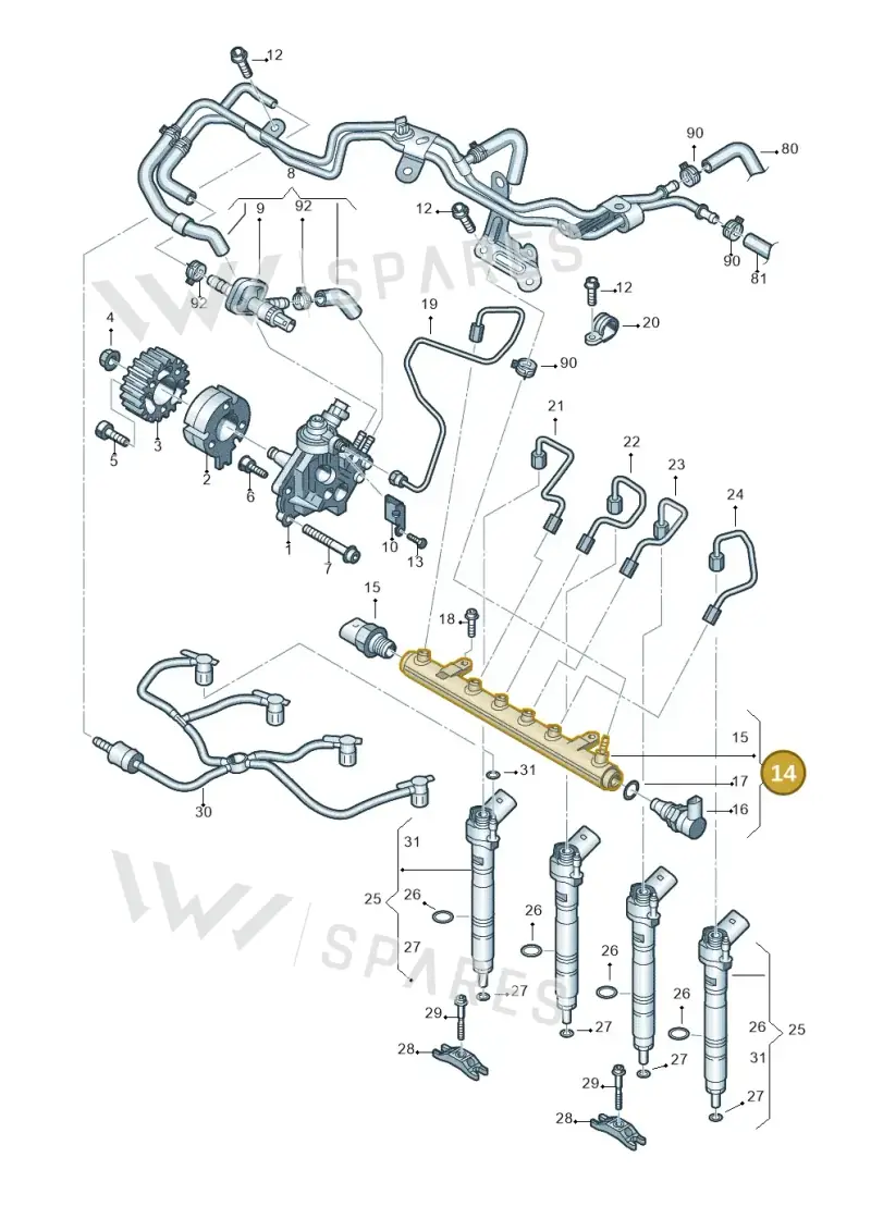 03L130089 — Volkswagen Caravelle (2015-2019) diagram 679130400, position 14