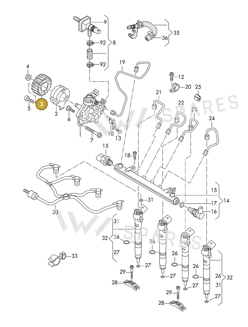 03L130111F — Volkswagen DIES.-IND.-MOT.1,9>2,0 08> (2007-) diagram 425130470, position 3
