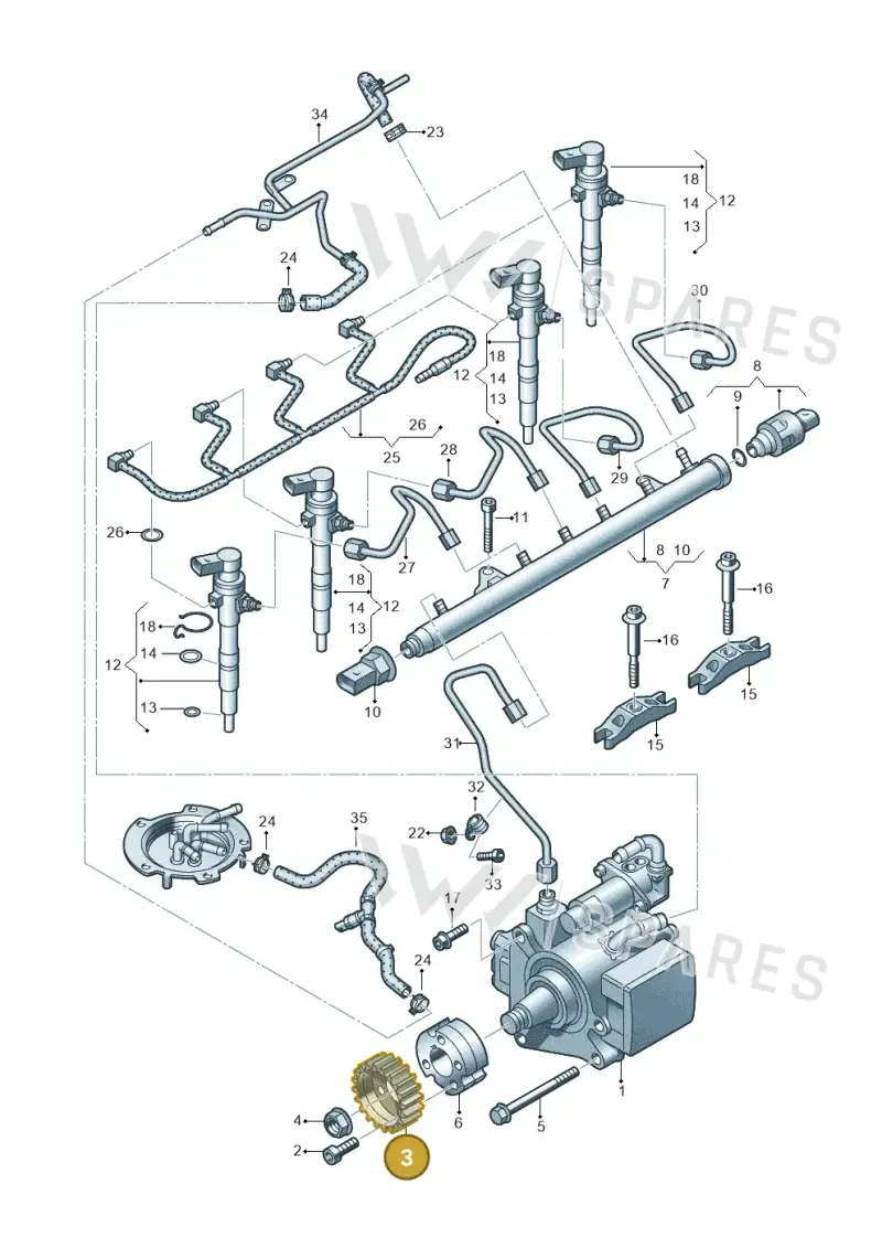 03L130111G — Volkswagen Jetta (2014-2017) diagram 649130300, position 3