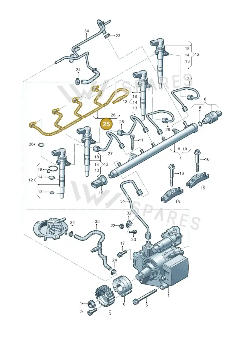 03L130235AF — Volkswagen Jetta (2014-2017) diagram 649130300, position 25