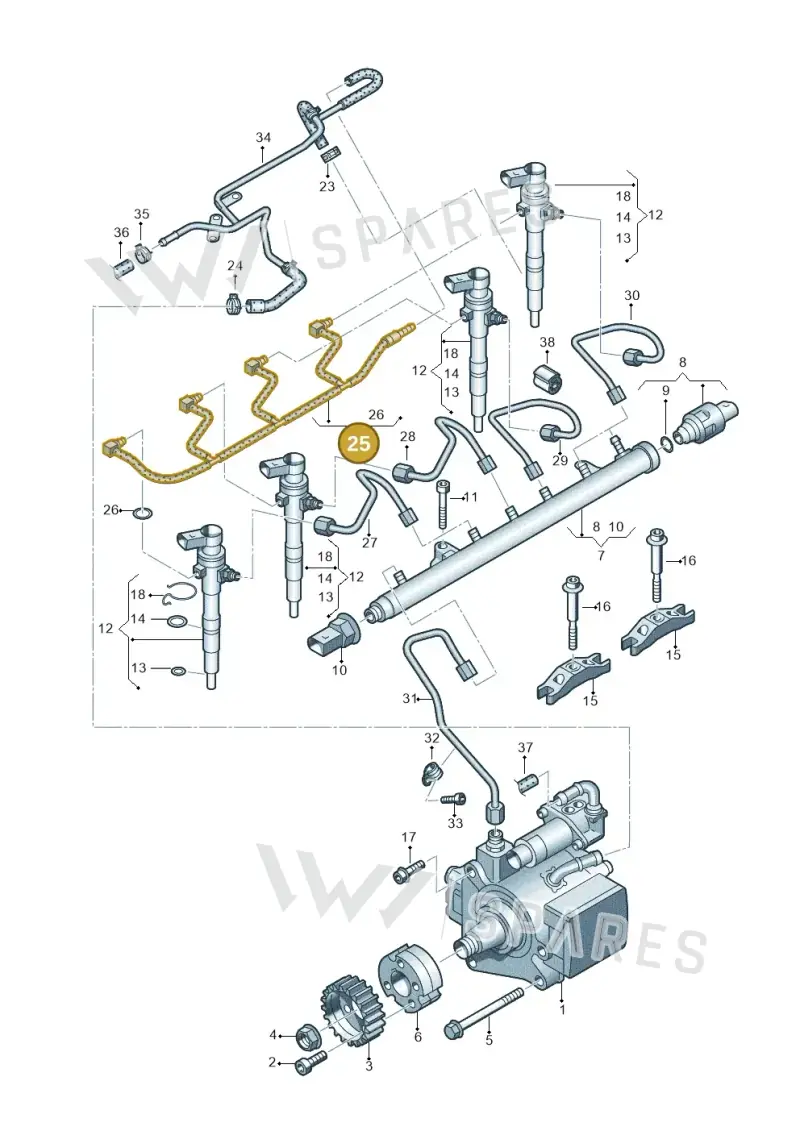 03L130235AF — Volkswagen Caddy kombi (2015-2020) diagram 694130300, position 25