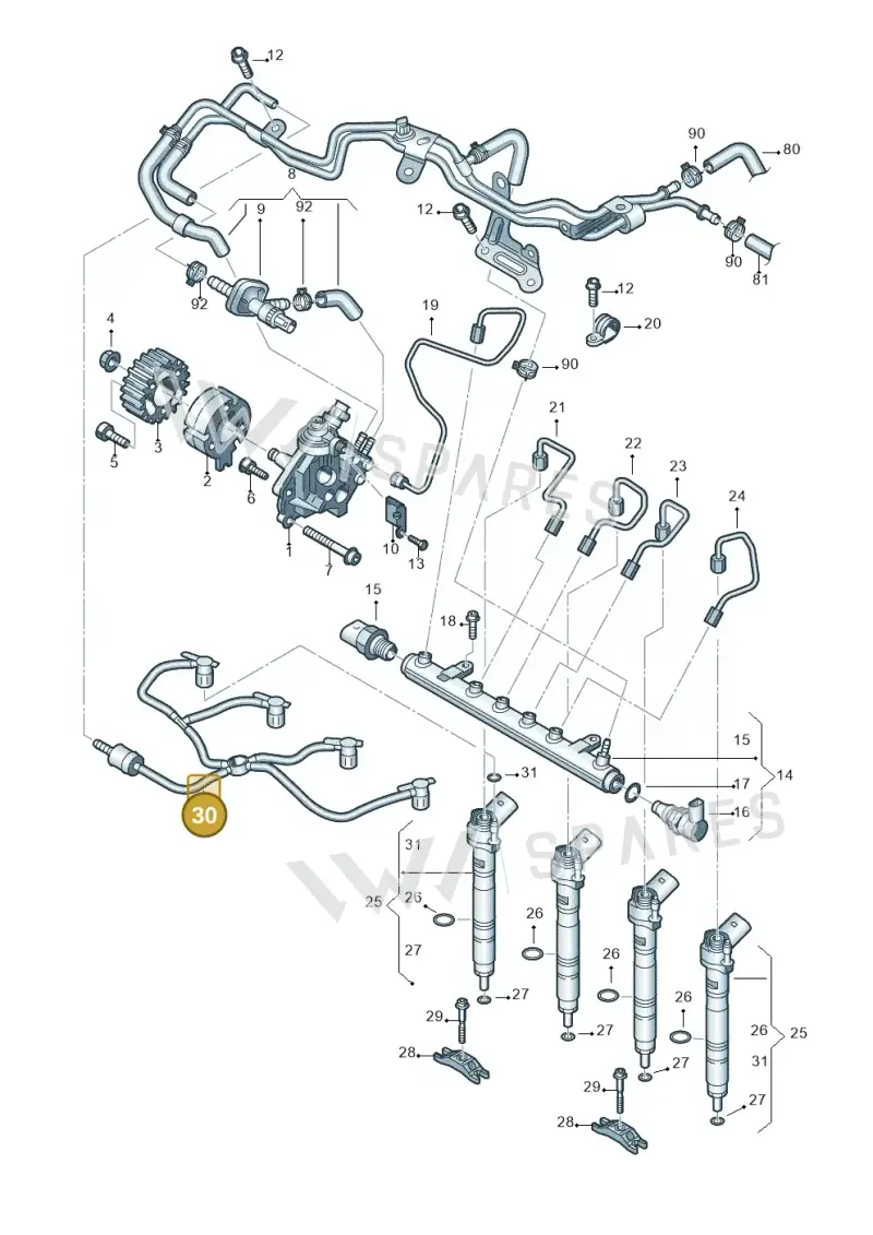 03L130235AJ — Volkswagen Caravelle (2015-2019) diagram 679130400, position 30