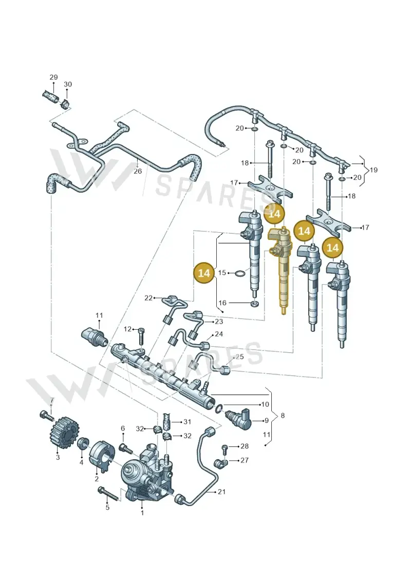 03L130277Q — Volkswagen Caddy kombi (2015-2020) diagram 634130300, position 14