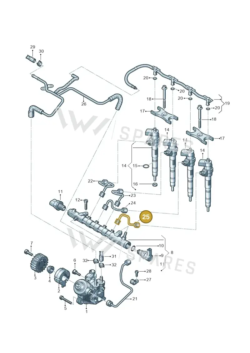 03L130301AC — Volkswagen Golf Plus 1.6 (2009-2011) diagram 634130300, position 25