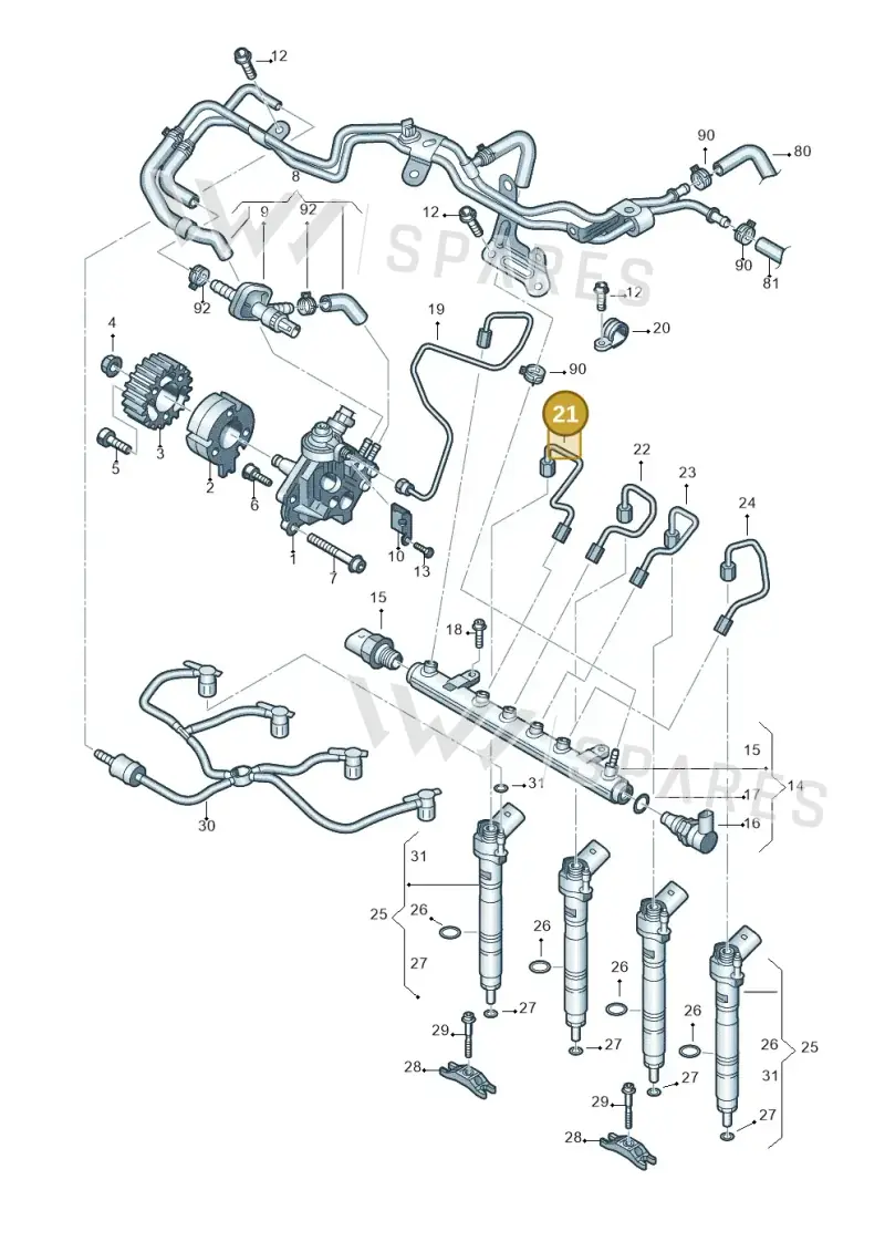 03L130301 — Volkswagen Caravelle (2015-2019) diagram 679130400, position 21