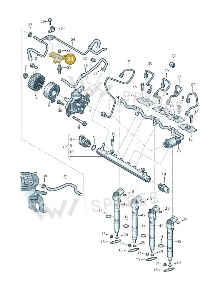 03L130319D — Volkswagen New beetle (2011-2016) diagram 634130400, position 24