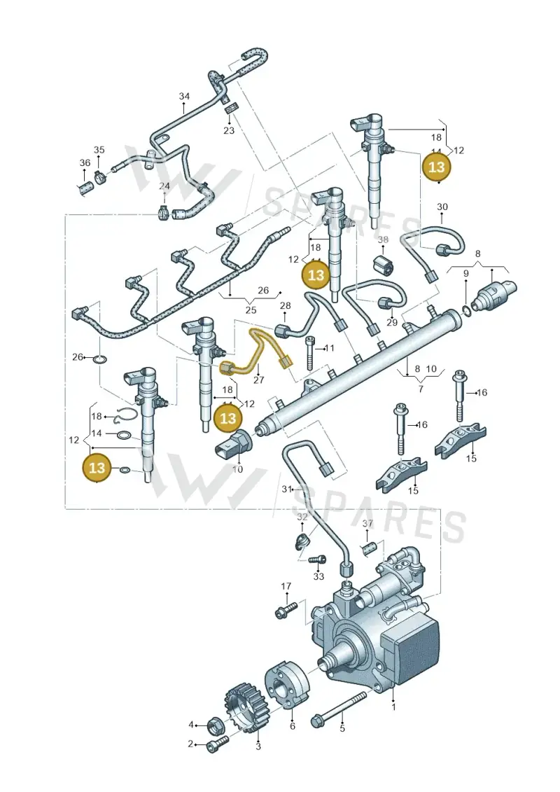 03L130519 — Volkswagen Caddy kombi (2015-2020) diagram 694130300, position 13
