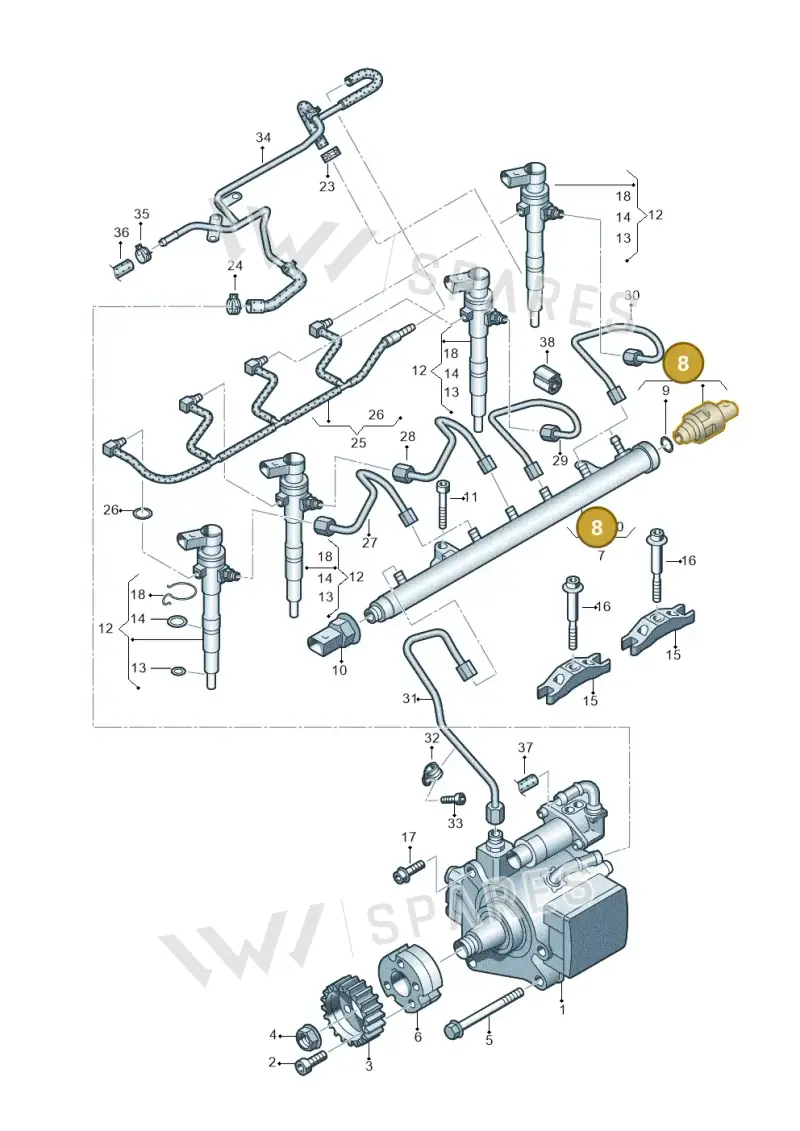 03L130764A — Volkswagen Caddy kombi (2015-2020) diagram 694130300, position 8