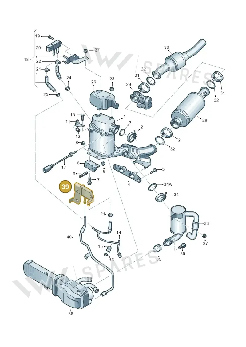 03L131645B — Volkswagen Golf (2011-2013) diagram 646253630, position 39