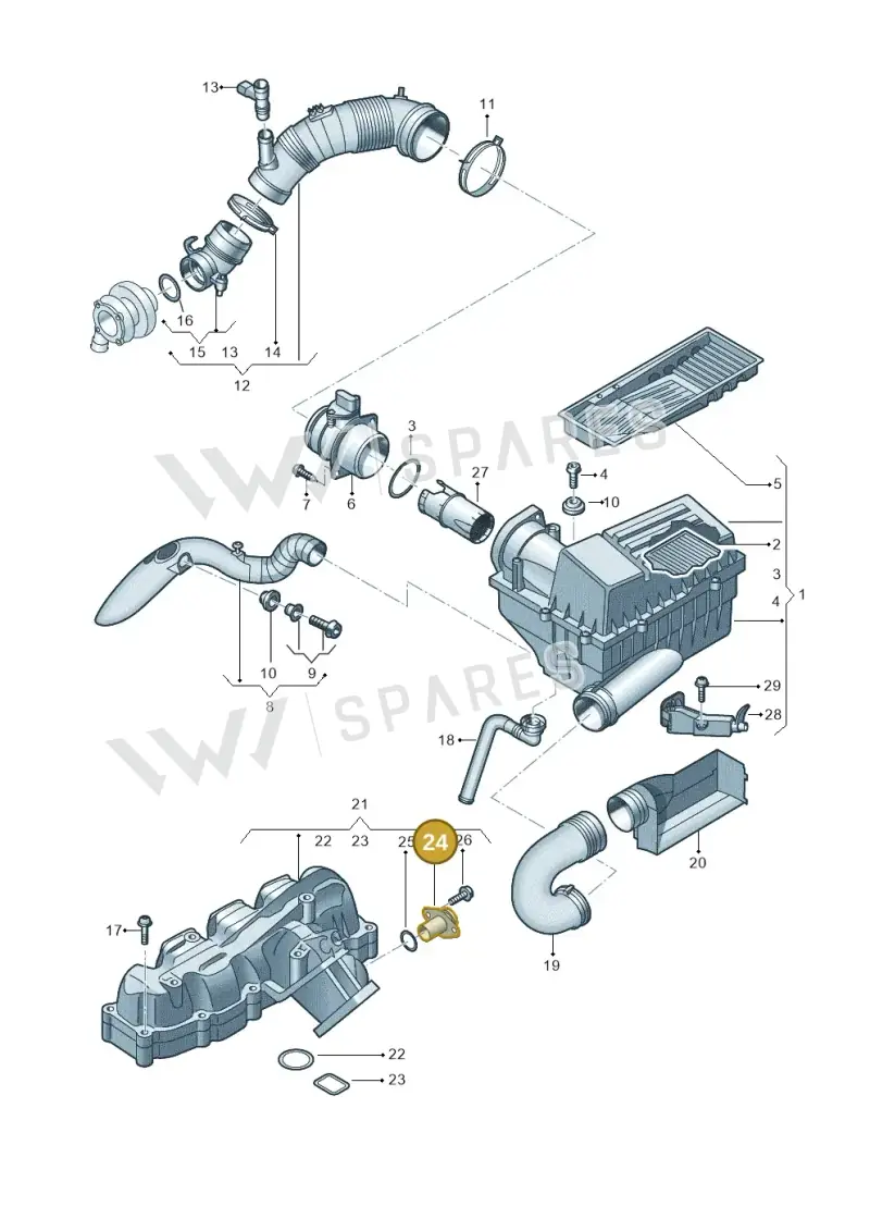 03L131819A — Volkswagen Caddy kombi (2015-2020) diagram 694129050, position 24
