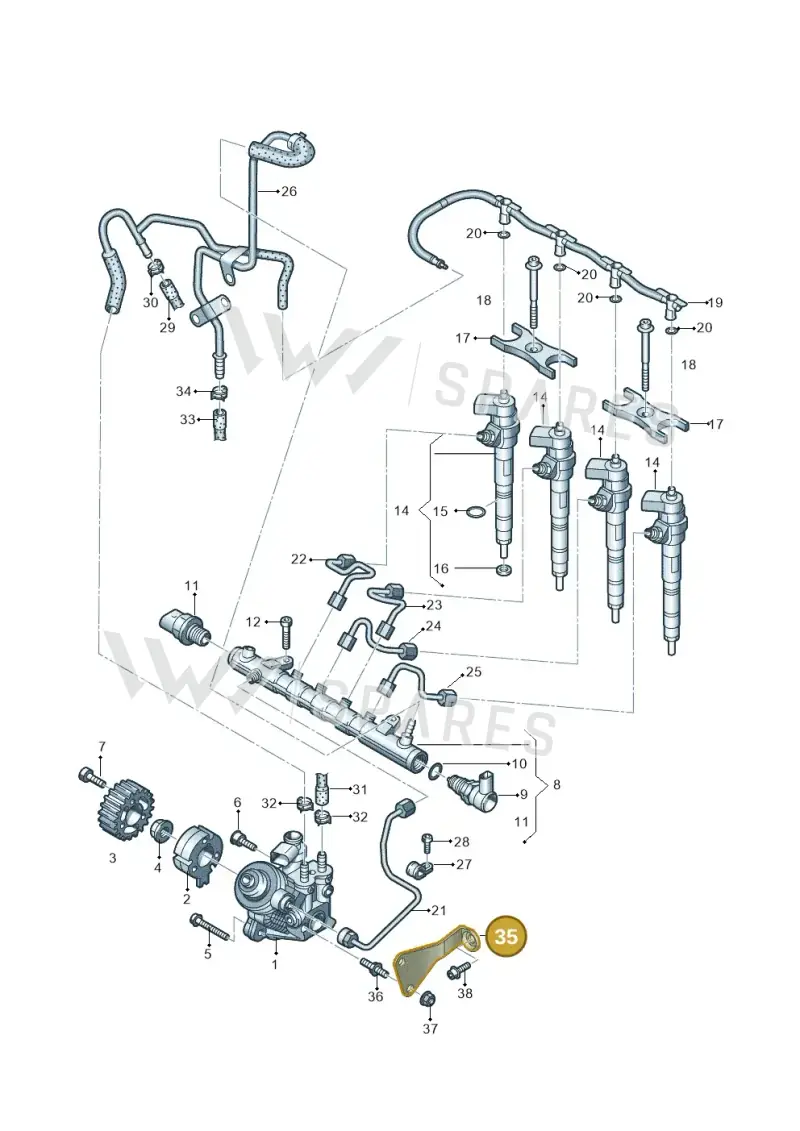 03L145533A — Volkswagen Passat CC (2011-2016) diagram 689130200, position 35