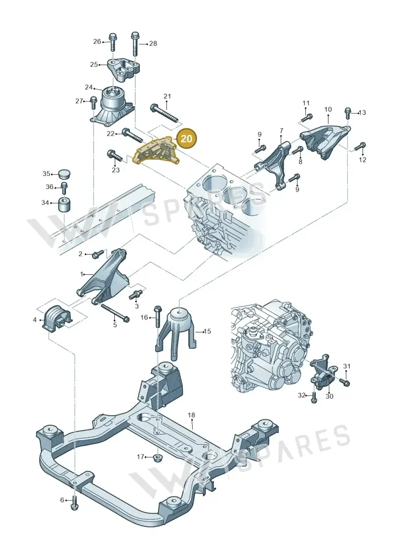 03L199207B — Volkswagen Caravelle (2015-2019) diagram 861199350, position 20