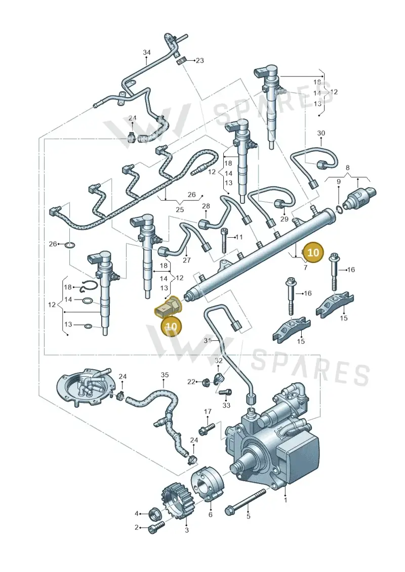 03L906054A — Volkswagen Jetta (2014-2017) diagram 649130300, position 10