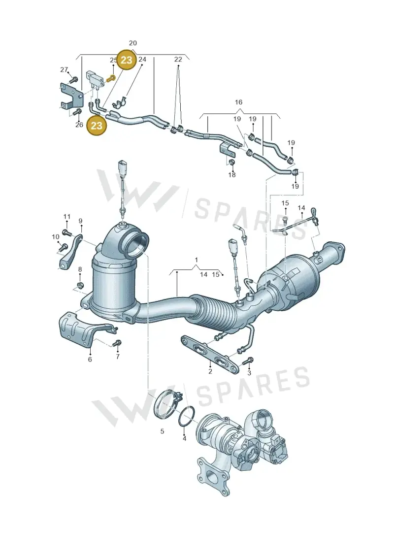 03N131823A — Volkswagen Golf 2.0 BlueMotion (2019-2024) diagram 5h0253092, position 23