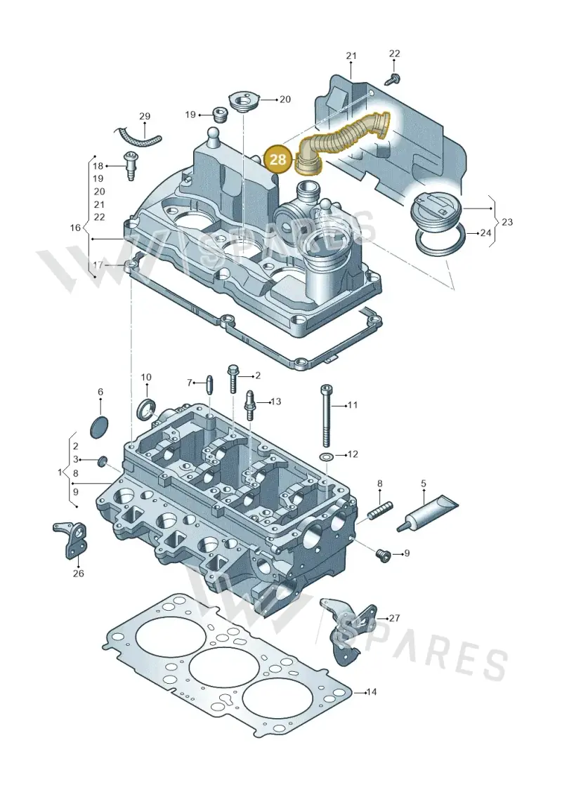 03P103493A — Volkswagen Polo (2012-2014) diagram 672103450, position 28