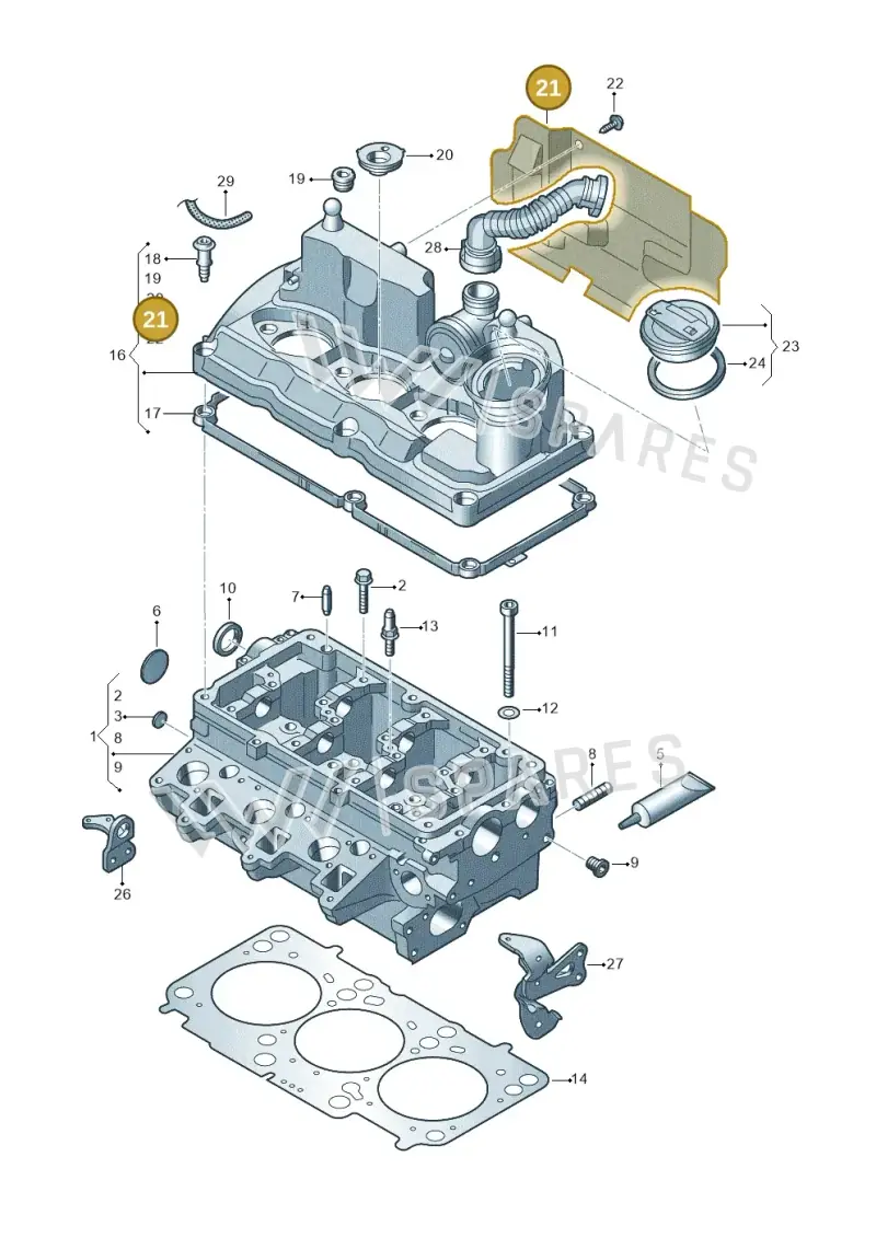03P129969D — Volkswagen Polo (2012-2014) diagram 672103450, position 21