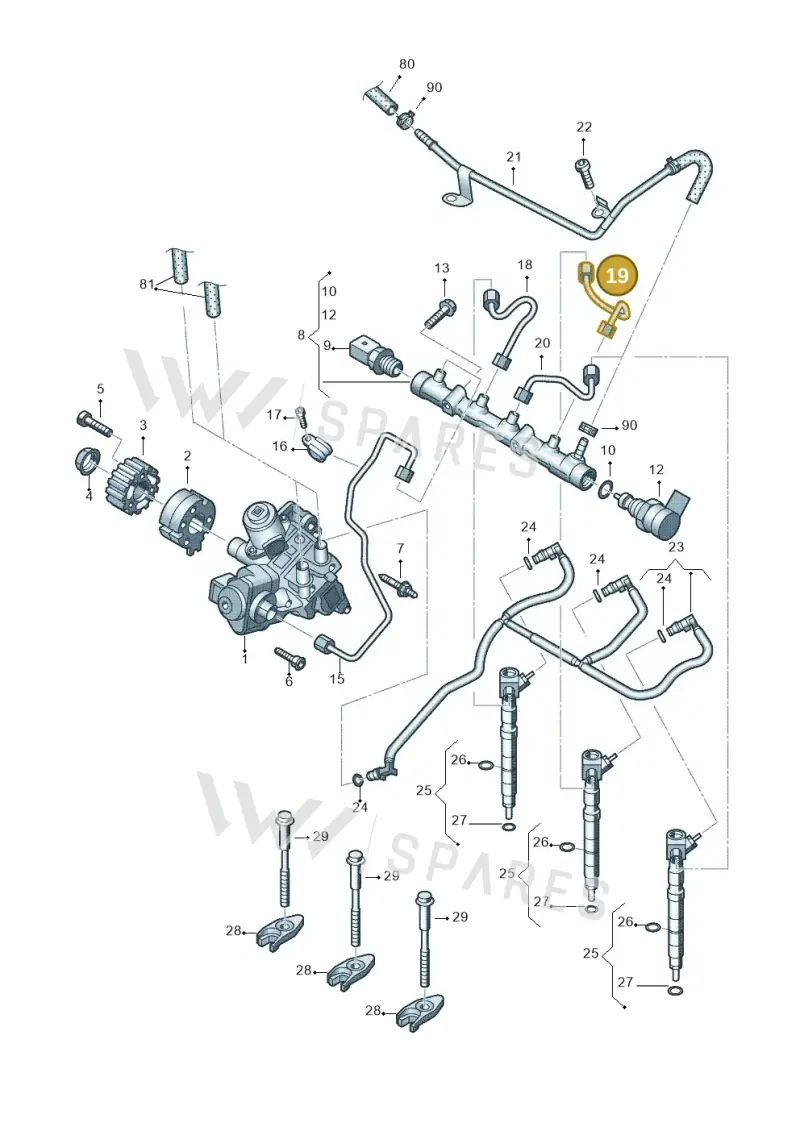 03P130302 — Volkswagen Polo (2012-2014) diagram 677130300, position 19