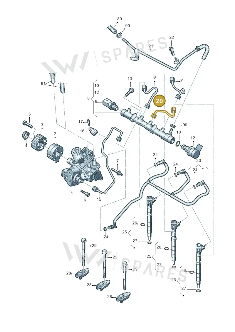 03P130303 — Volkswagen Polo (2012-2014) diagram 677130300, position 20