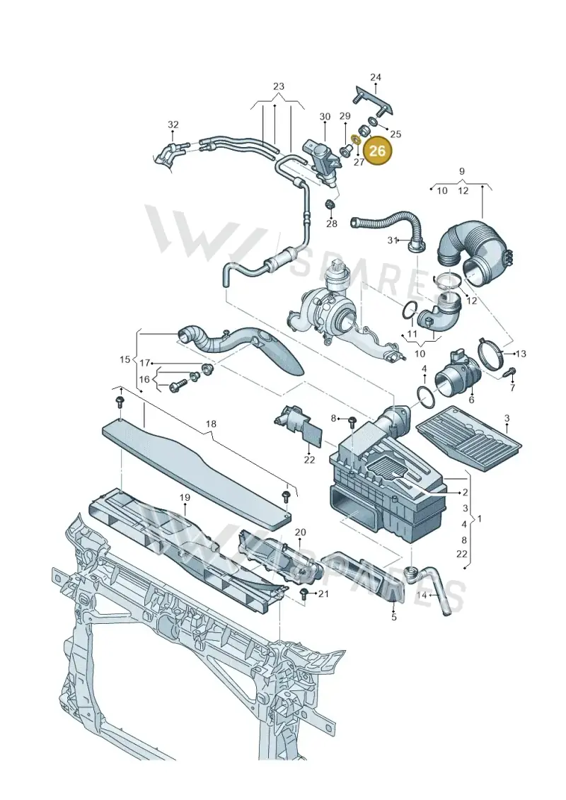 046131887 — Volkswagen Caddy Maxi Kombi (2020-2024) diagram 2ka129302, position 26