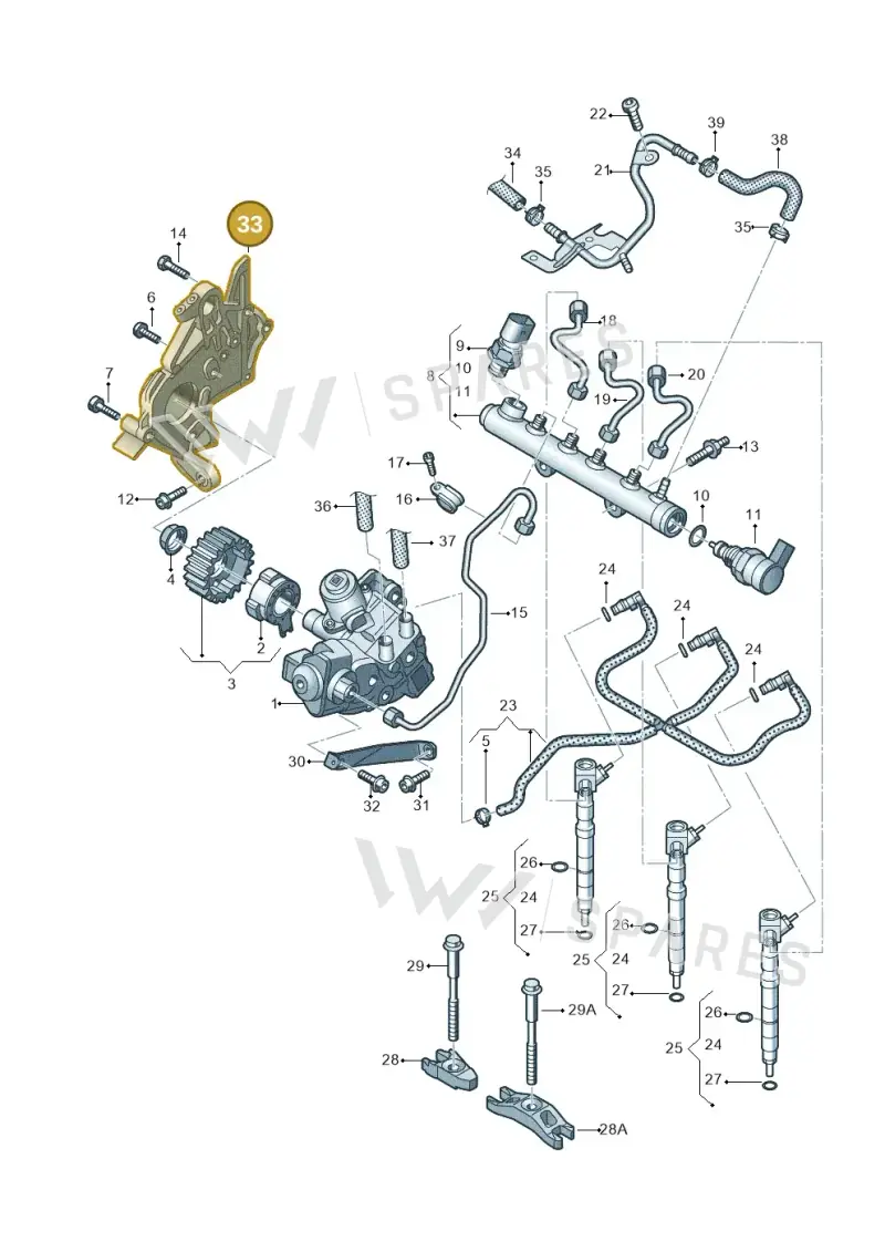 04B130379A — Volkswagen Polo 1.4 BlueMotion (2014-2017) diagram 773130000, position 33