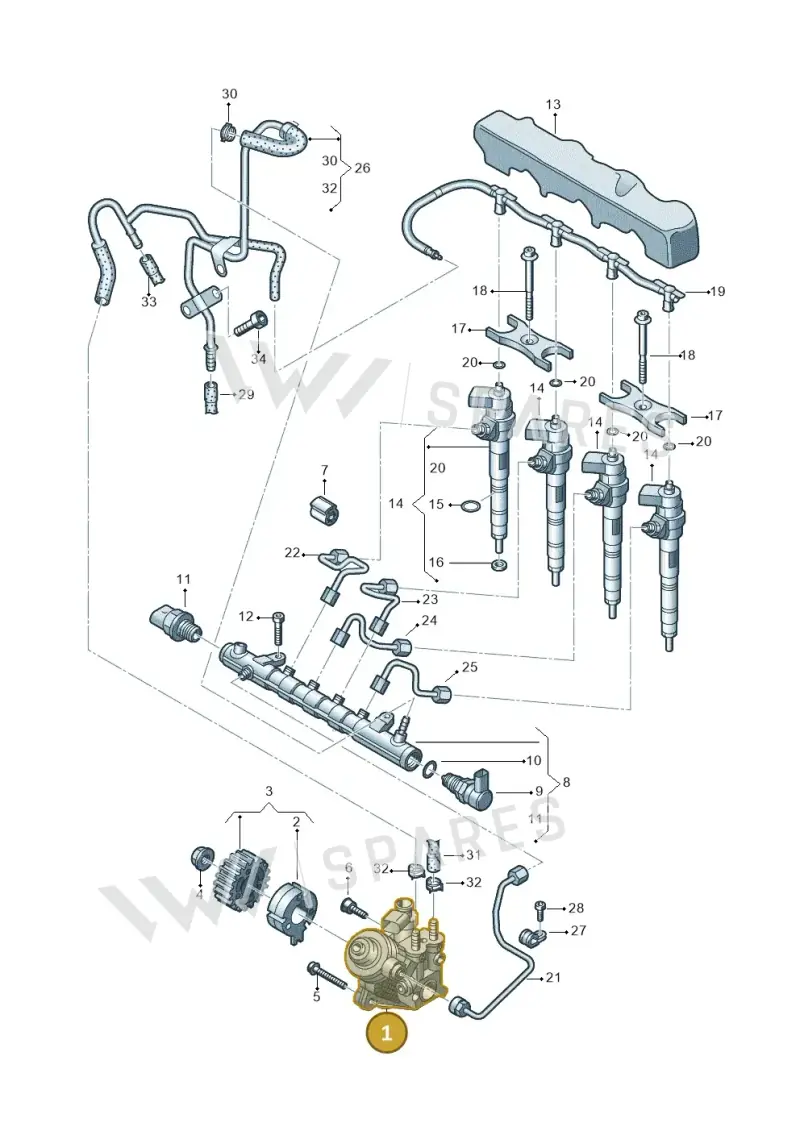 04B130755K — Volkswagen T-Cross 1,0 (2018-2024) diagram 587130000, position 1
