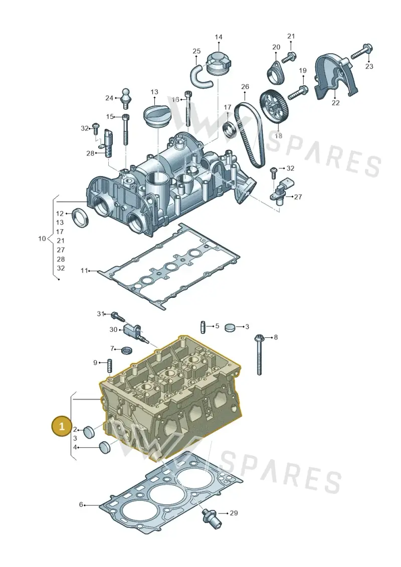04C103064CX — Audi A1 Sportback (2018-2025) diagram 803103250, position 1