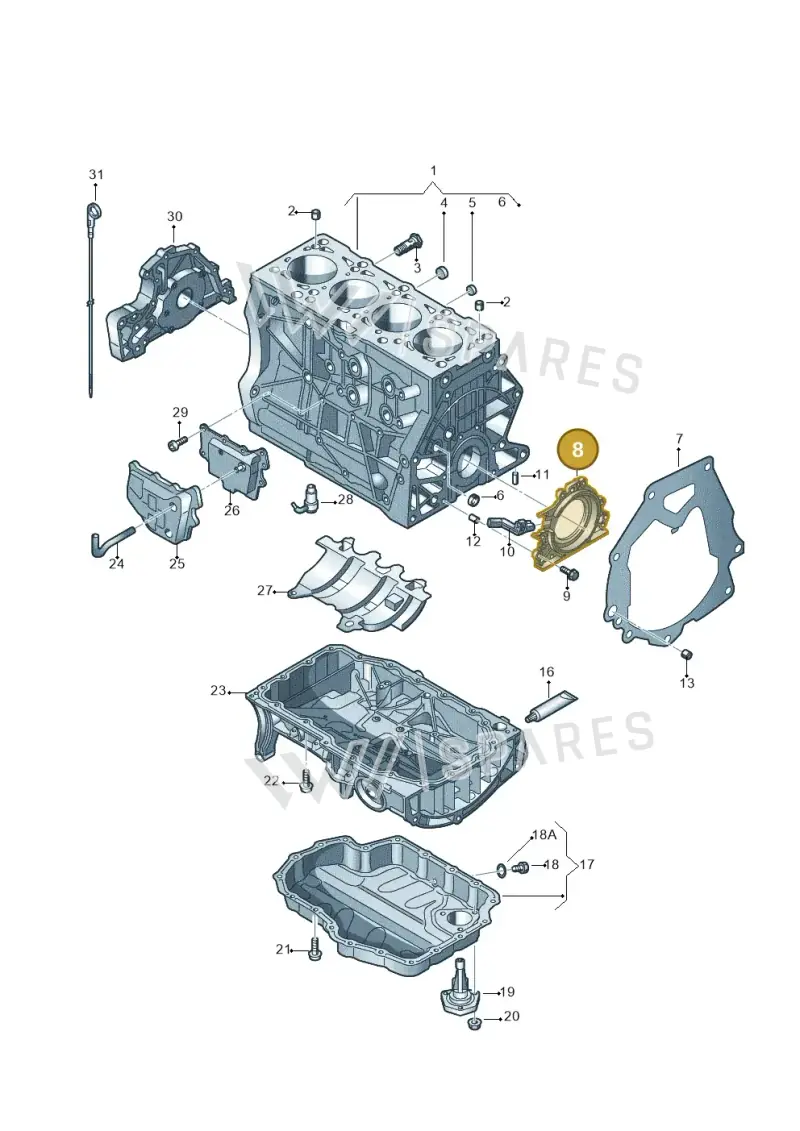 04C103170N — Volkswagen Golf 2.0 (2016-2020) diagram 781103070, position 8