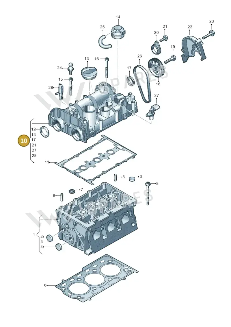 04C103469T — Volkswagen T-Roc BlueMotion (2017-2024) diagram 723103500, position 10