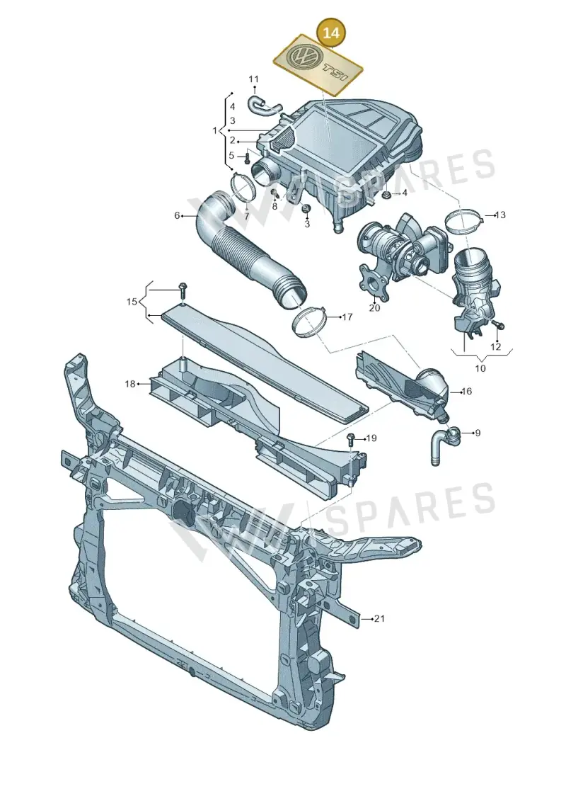 04C103925 — Volkswagen Golf 2.0 (2016-2020) diagram 780129100, position 14