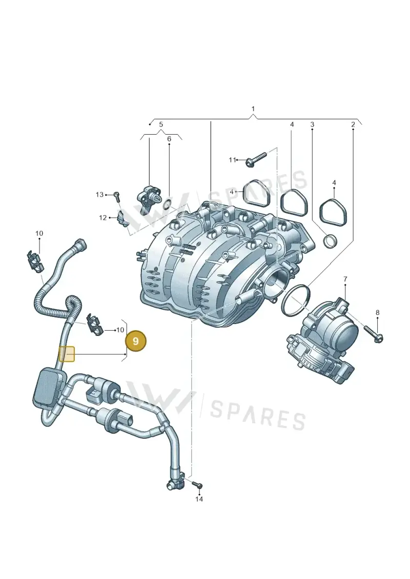 04C133366BA — Volkswagen Polo 1.0 BlueMotion (2017-2024) diagram 837133020, position 9