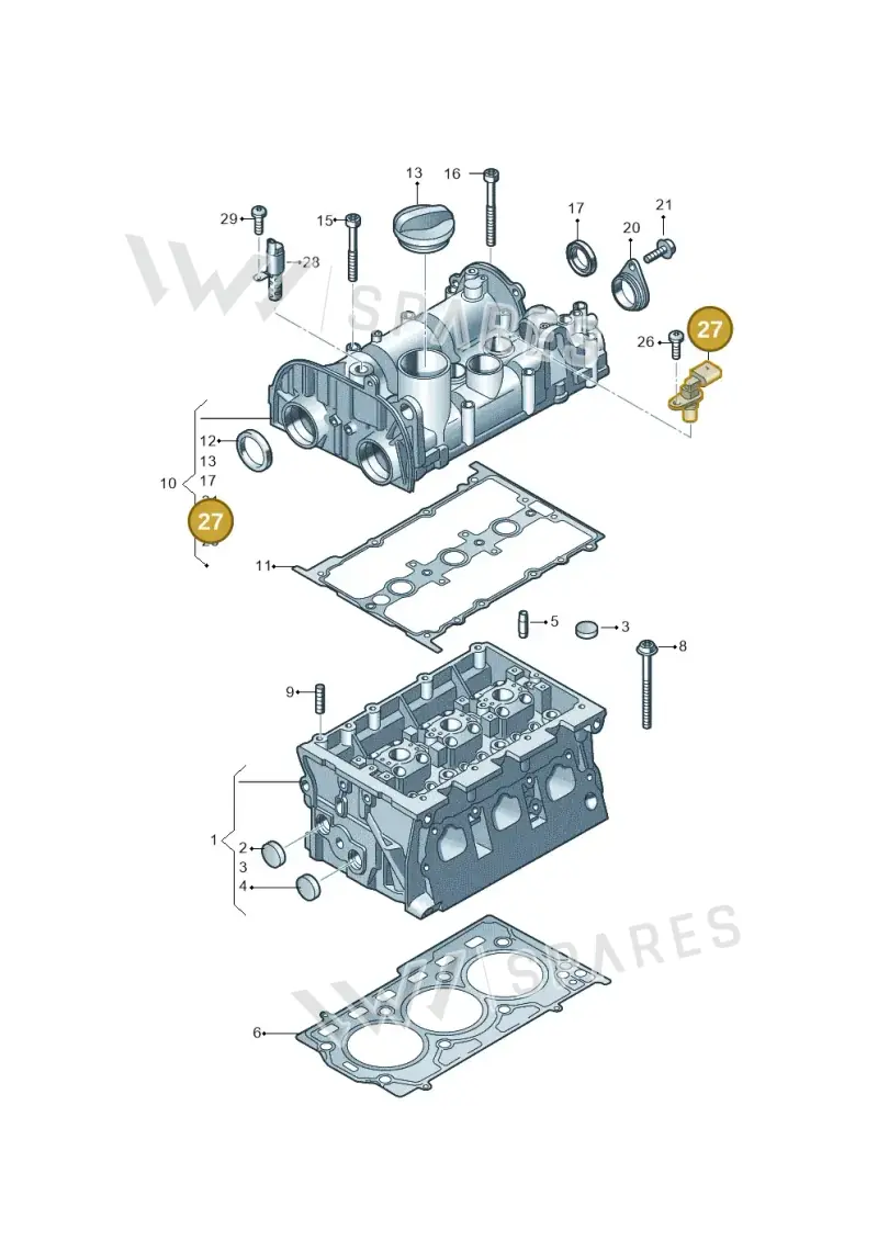 04C907601K — Volkswagen Taigo (2021-2024) diagram 837103400, position 27