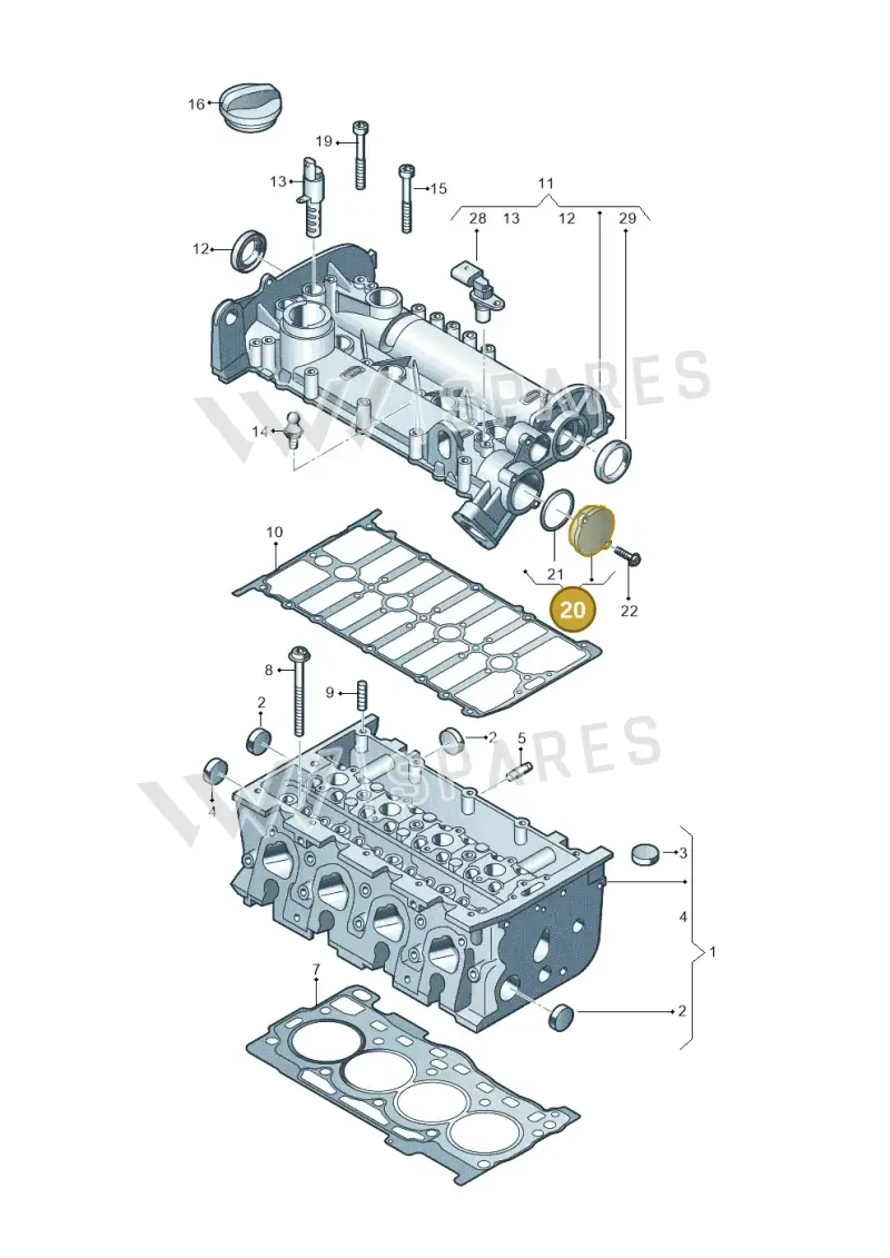 04E103111A — Volkswagen Tiguan 2.0 (2023-) diagram 837103410, position 20
