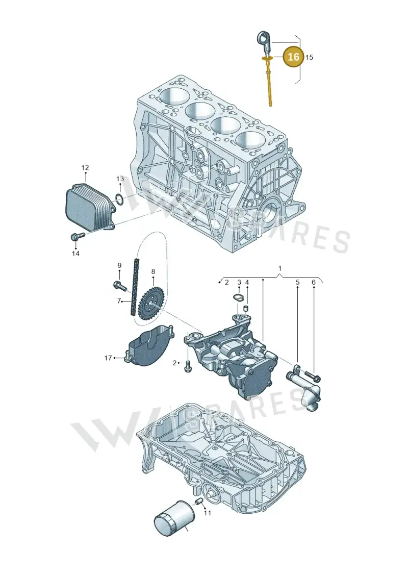 04E115331A — Volkswagen Taigo (2021-2024) diagram 813115040, position 16