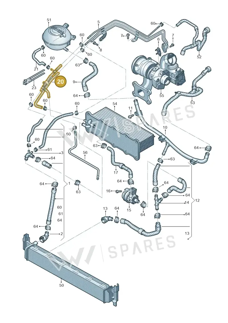 04E122447F — Volkswagen Golf 1.4 BlueMotion (2012-2017) diagram 746121360, position 20