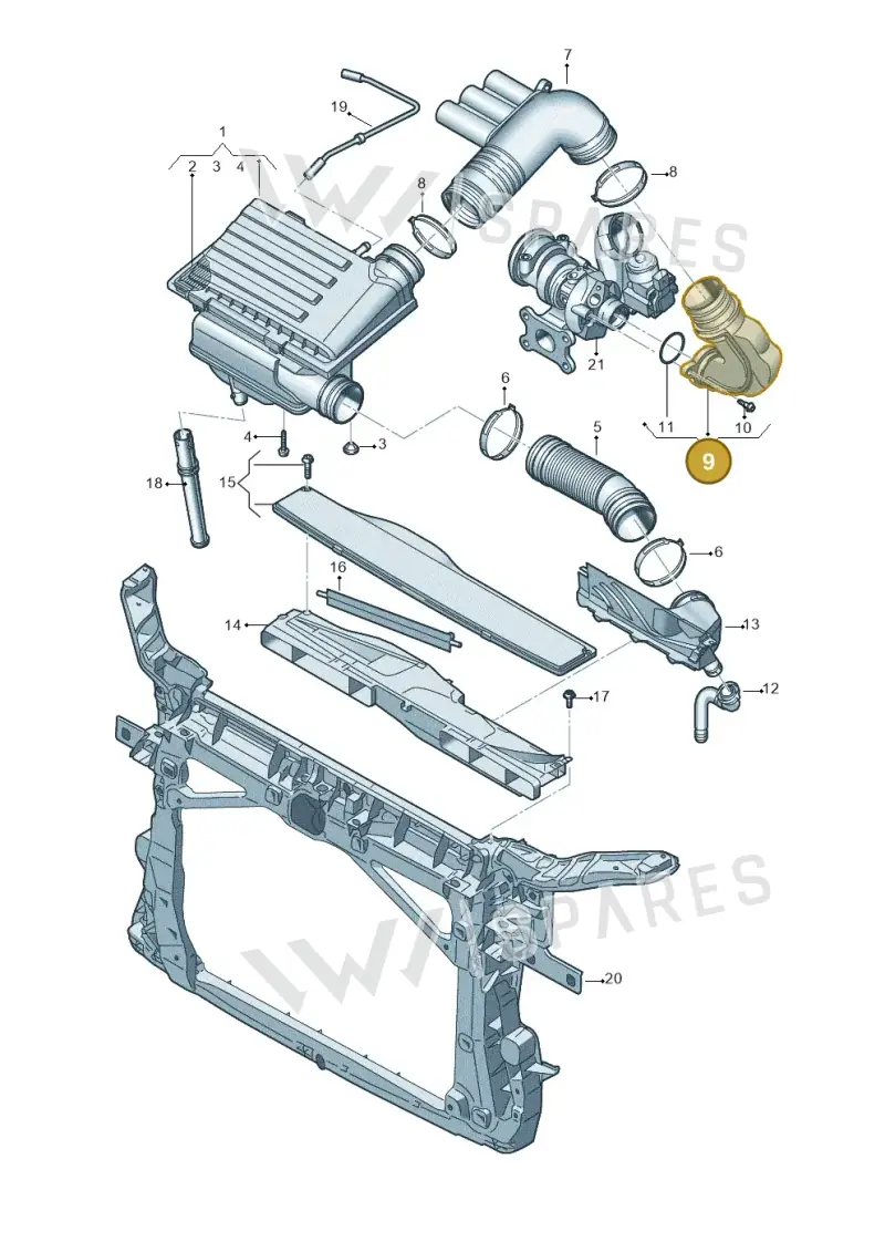 04E129654BF — Volkswagen Sharan BlueMotion (2015-2022) diagram 719129400, position 9