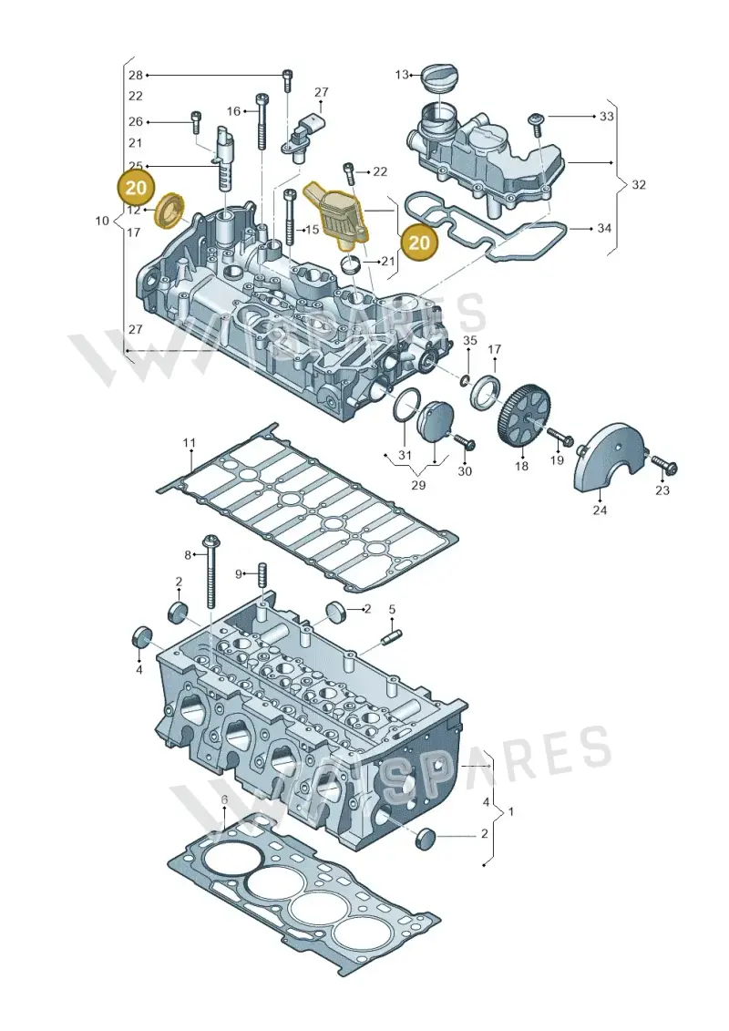 04E906048A — Volkswagen Taigo (2021-2024) diagram 827103460, position 20